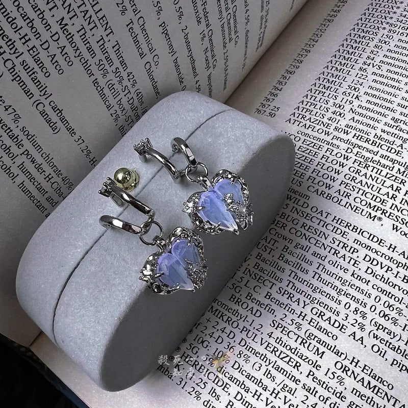 Twilight Amethyst Heart Earrings (Code-ZX#625)