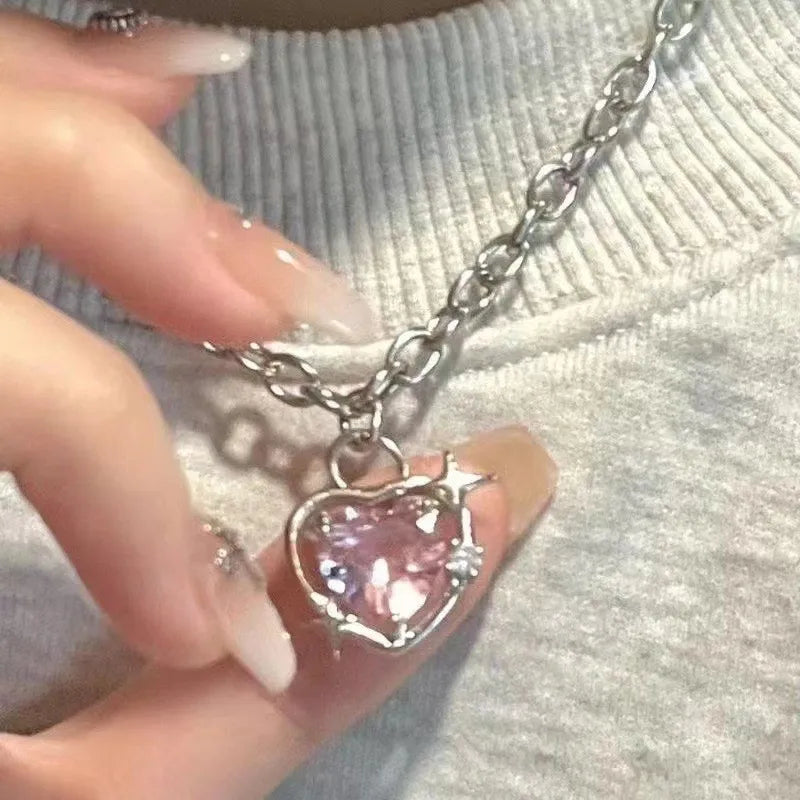 Sweet Heart Shape Alloy Plating Artificial Rhinestones Women's Necklace
