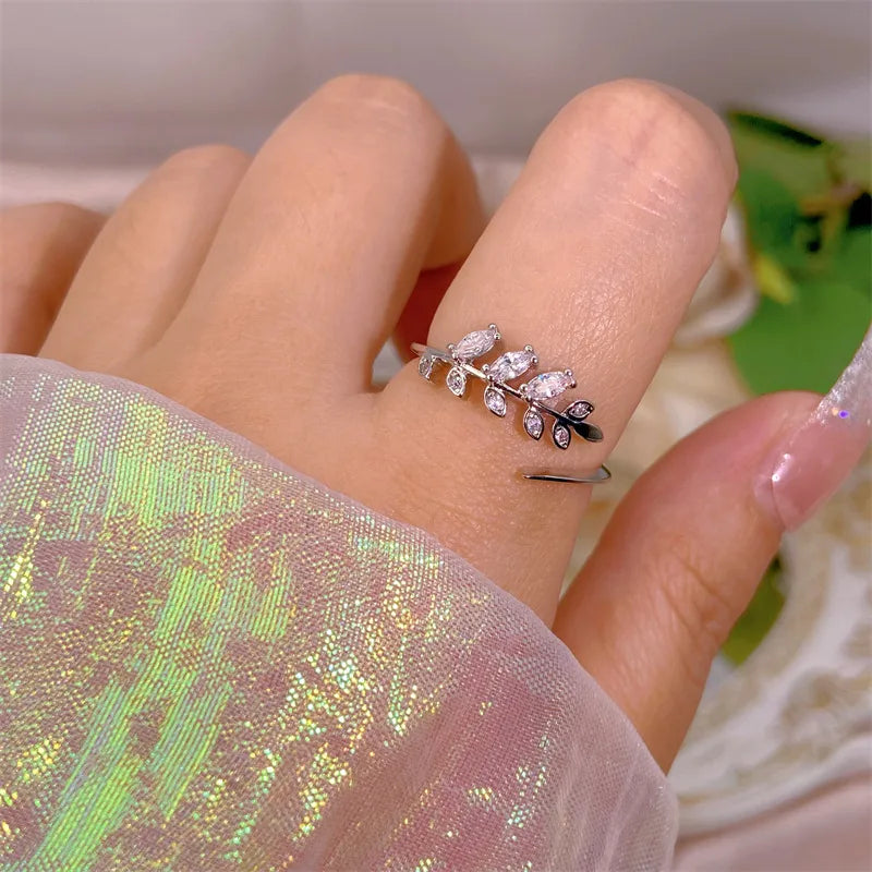 Elegant Heart, Bow & Flower Rings – Adjustable Open Zircon Jewelry