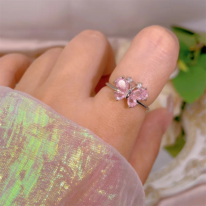 Elegant Heart, Bow & Flower Rings – Adjustable Open Zircon Jewelry