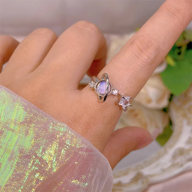 Elegant Heart, Bow & Flower Rings – Adjustable Open Zircon Jewelry