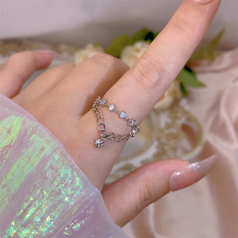 Elegant Heart, Bow & Flower Rings – Adjustable Open Zircon Jewelry
