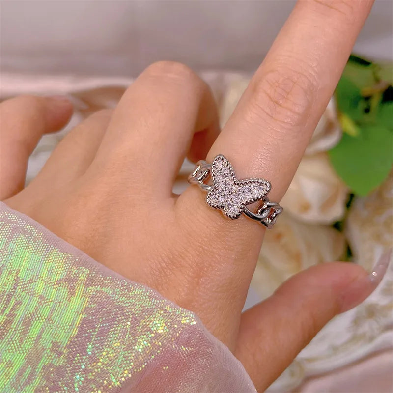 Elegant Heart, Bow & Flower Rings – Adjustable Open Zircon Jewelry