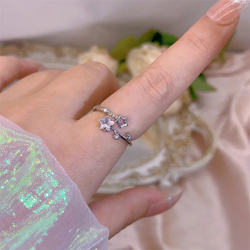 Elegant Heart, Bow & Flower Rings – Adjustable Open Zircon Jewelry