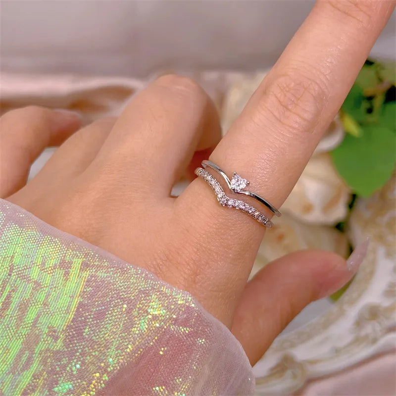 Elegant Heart, Bow & Flower Rings – Adjustable Open Zircon Jewelry