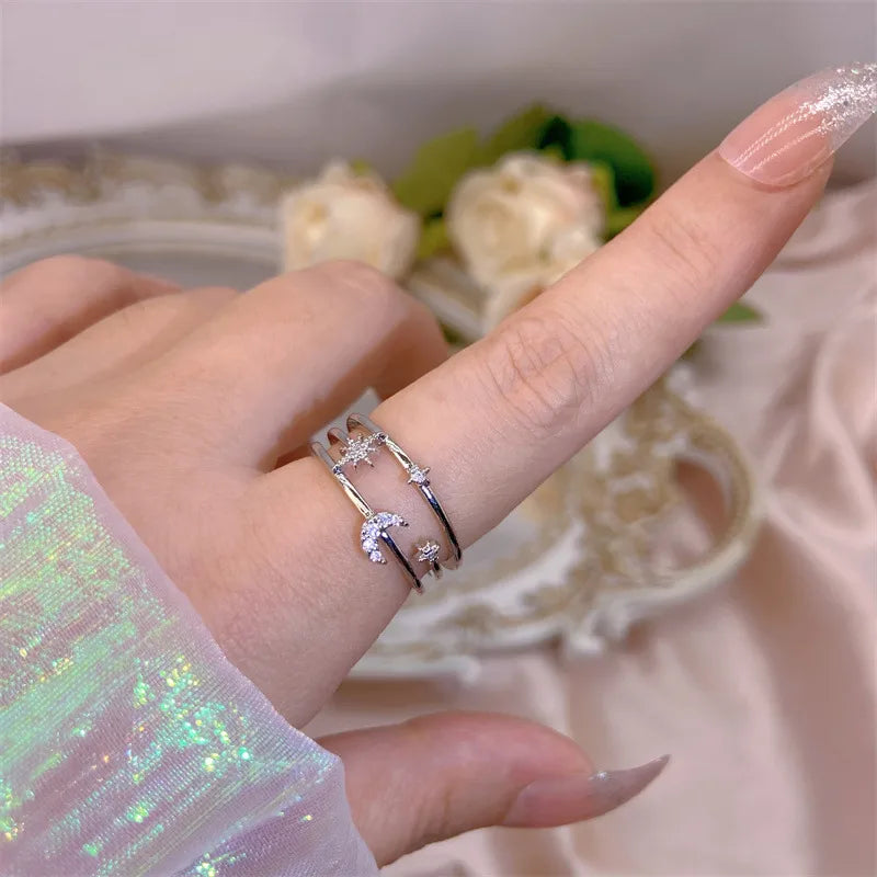 Elegant Heart, Bow & Flower Rings – Adjustable Open Zircon Jewelry