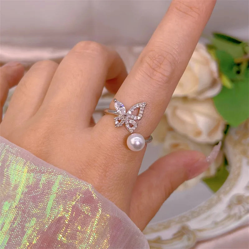 Elegant Heart, Bow & Flower Rings – Adjustable Open Zircon Jewelry