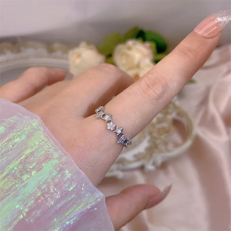 Elegant Heart, Bow & Flower Rings – Adjustable Open Zircon Jewelry