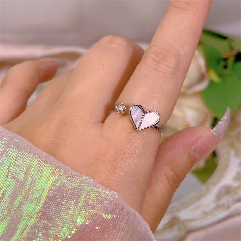 Elegant Heart, Bow & Flower Rings – Adjustable Open Zircon Jewelry