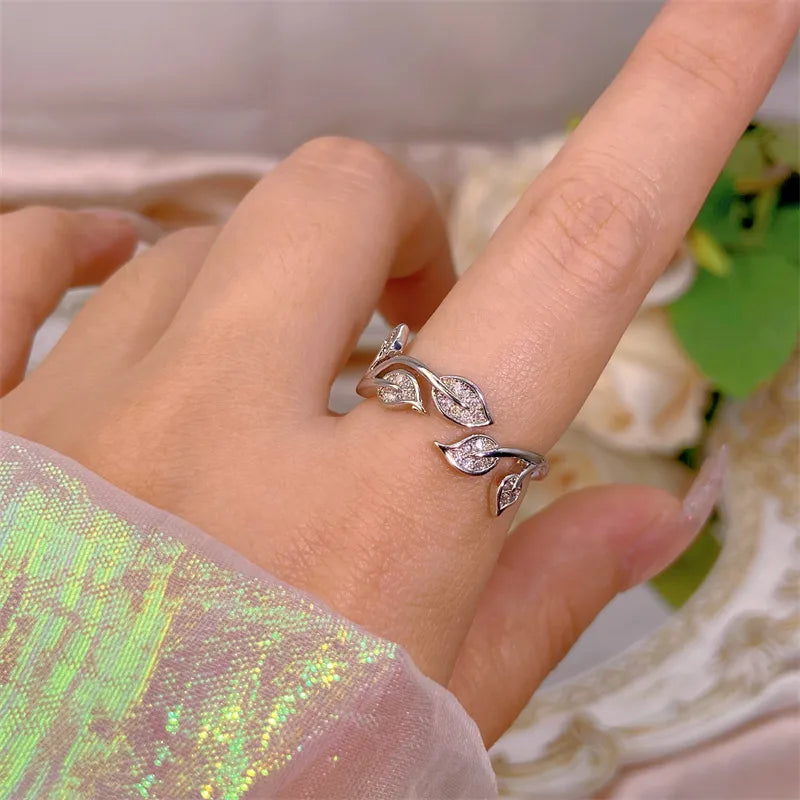 Elegant Heart, Bow & Flower Rings – Adjustable Open Zircon Jewelry