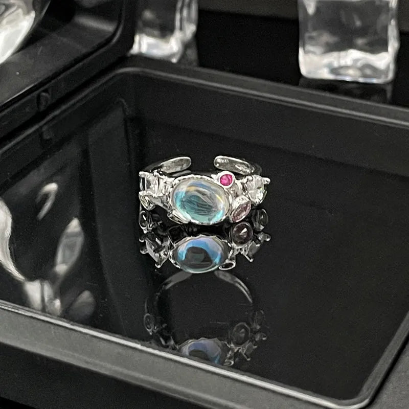 Lady Heart Bow Knot Ring – Inlay Artificial Gemstone Open Design