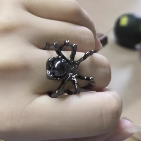 Gothic Retro Spider Moonstone Ring