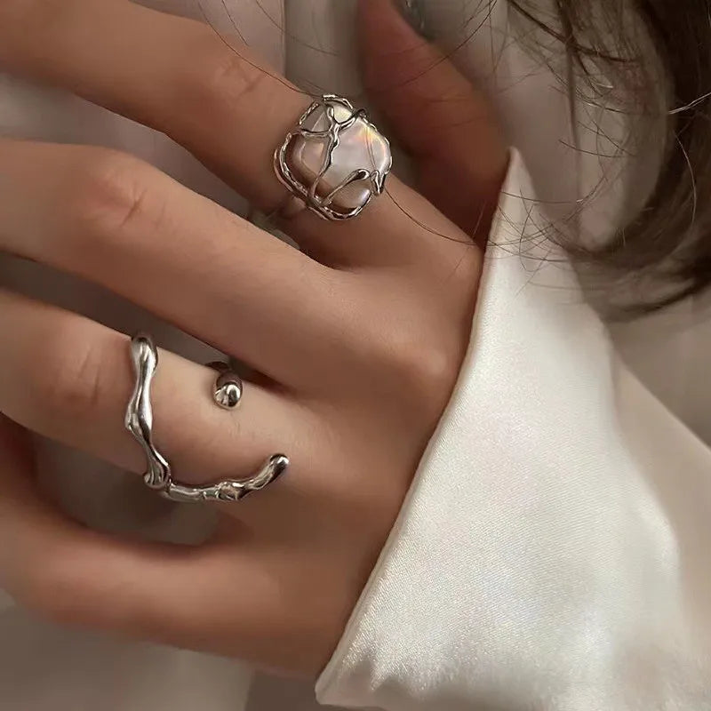 Elegant Heart & Butterfly Open Ring – Classic Alloy Zircon Design