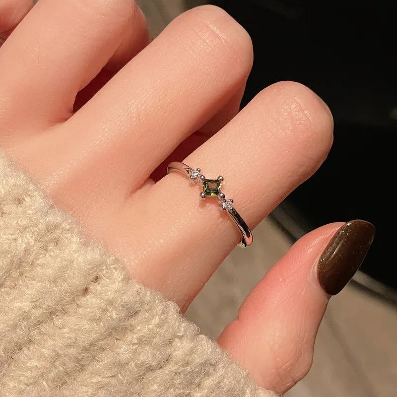 Elegant Green Gemstone Silver Adjustable Rings Collection