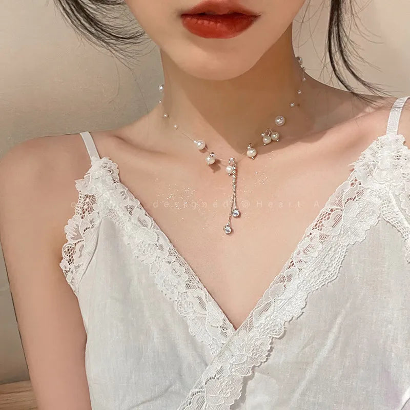 Sweet Heart Shape Alloy Plating Artificial Rhinestones Women's Necklace