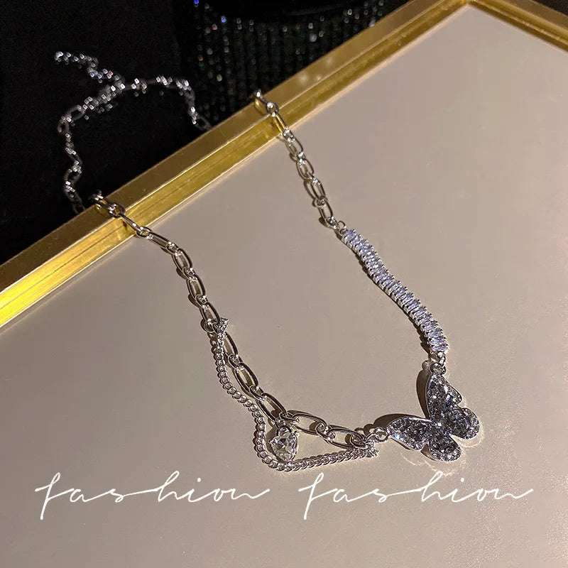 Crystal Butterfly Charm Necklace (Code-ZX#575)