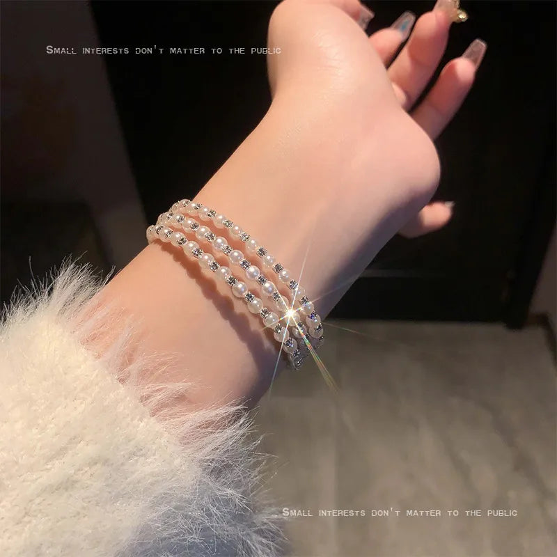 Pearl Zircon Stacked Bracelet – Elegant Cold Style High-Grade Jewelry