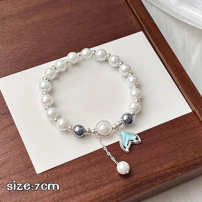 Butterfly & Fish Tail Pearl Bracelet – Romantic Beaded Adjustable Jewelry