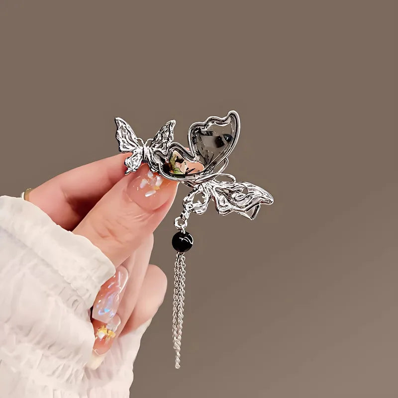 Gothic Silver Butterfly Hair Clip (Code-ZX#471)