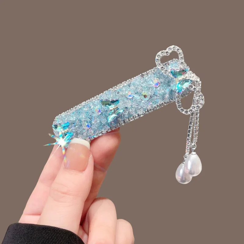 Blue Crystal Tassel Hair Clip (Code-ZX#477)