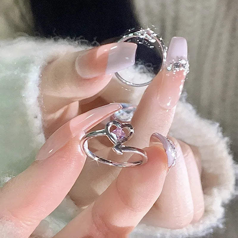 Crystal Heart Open Ring (Product Code: ZX#660) π