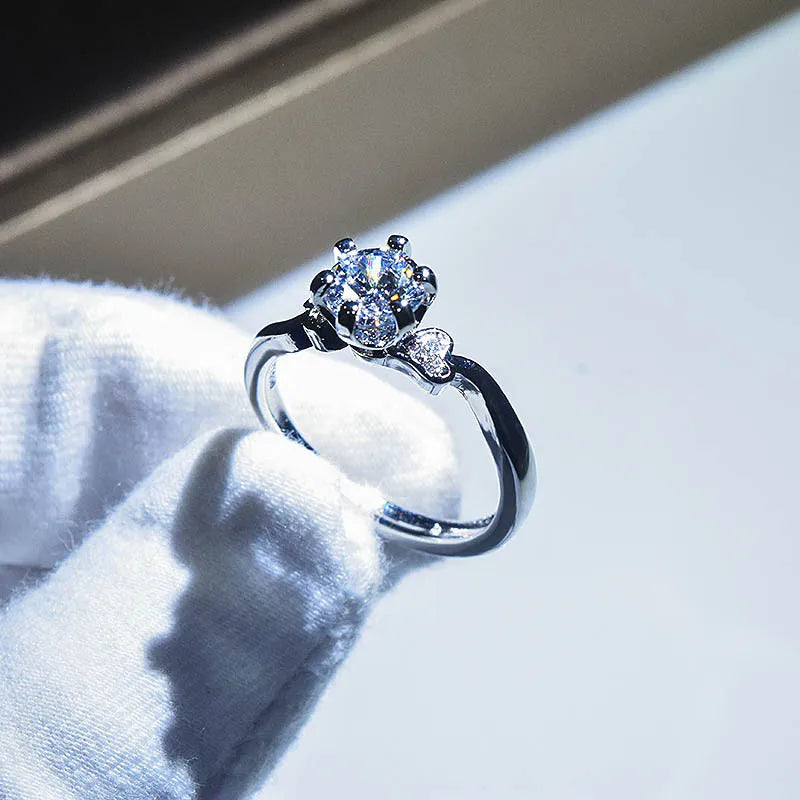 Brilliant Zircon Crystal Silver Adjustable Rings Collection