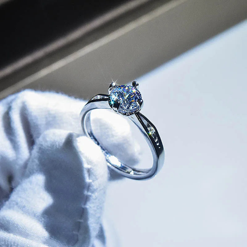 Brilliant Zircon Crystal Silver Adjustable Rings Collection