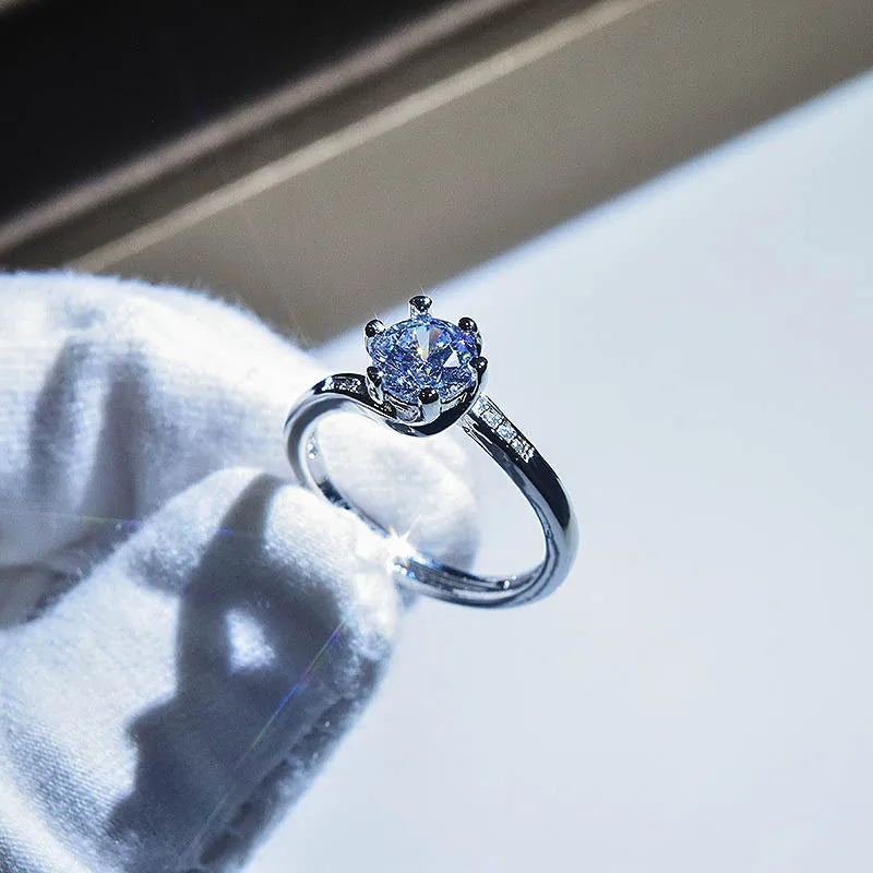 Brilliant Zircon Crystal Silver Adjustable Rings Collection