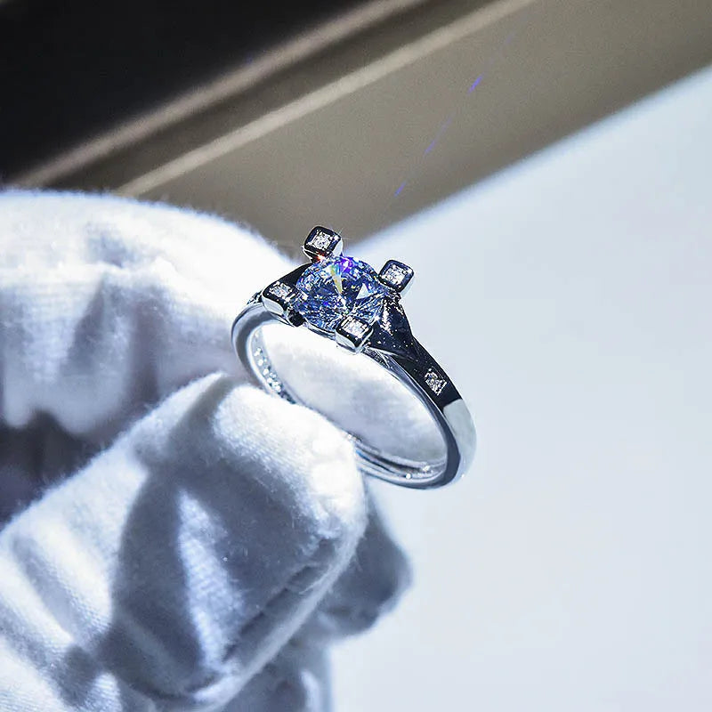 Brilliant Zircon Crystal Silver Adjustable Rings Collection