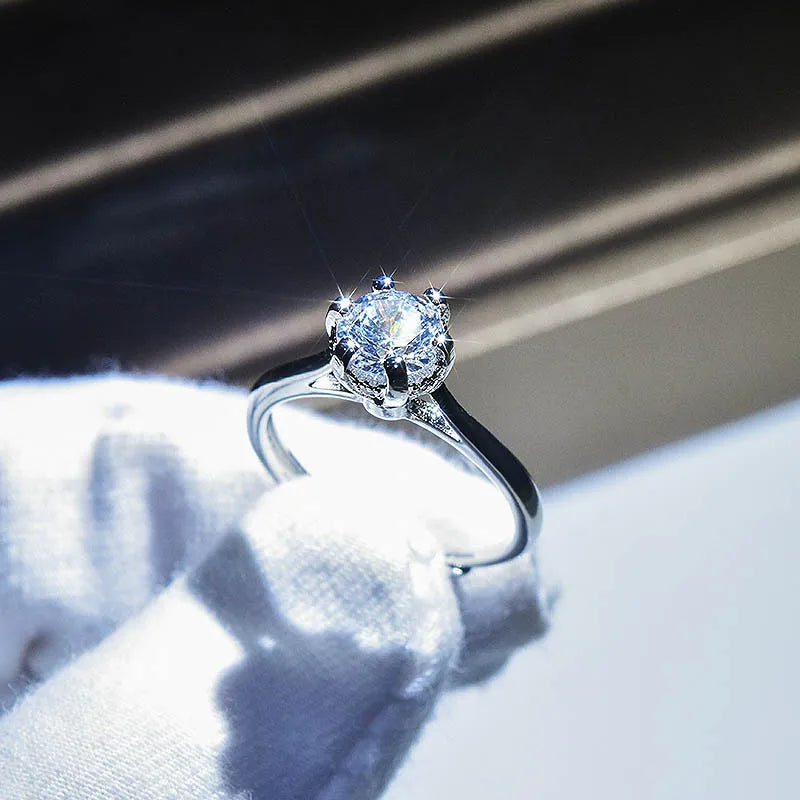 Brilliant Zircon Crystal Silver Adjustable Rings Collection