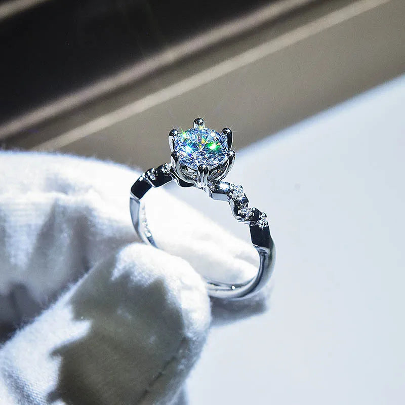 Brilliant Zircon Crystal Silver Adjustable Rings Collection
