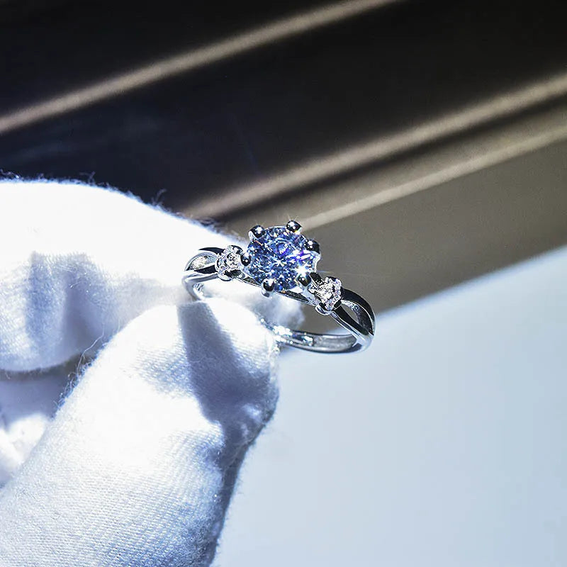 Brilliant Zircon Crystal Silver Adjustable Rings Collection