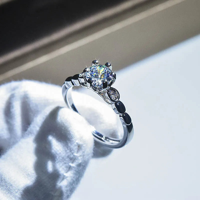Brilliant Zircon Crystal Silver Adjustable Rings Collection