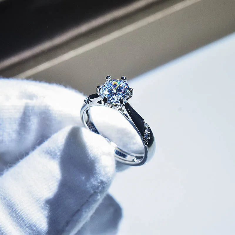 Brilliant Zircon Crystal Silver Adjustable Rings Collection