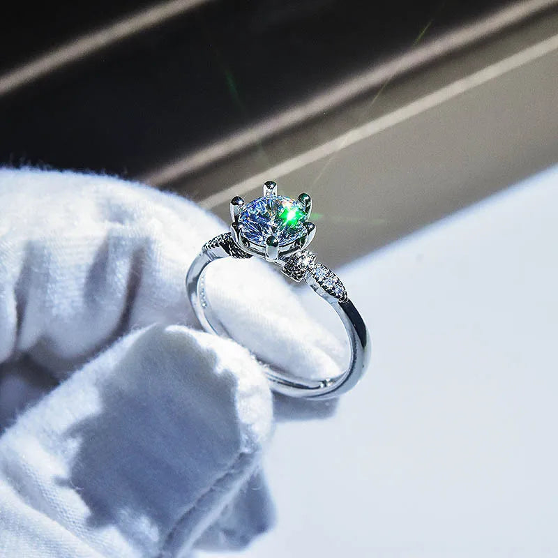 Brilliant Zircon Crystal Silver Adjustable Rings Collection