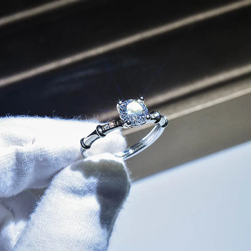 Brilliant Zircon Crystal Silver Adjustable Rings Collection