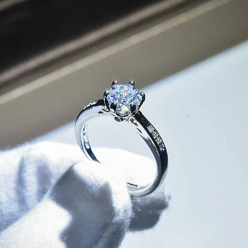 Brilliant Zircon Crystal Silver Adjustable Rings Collection