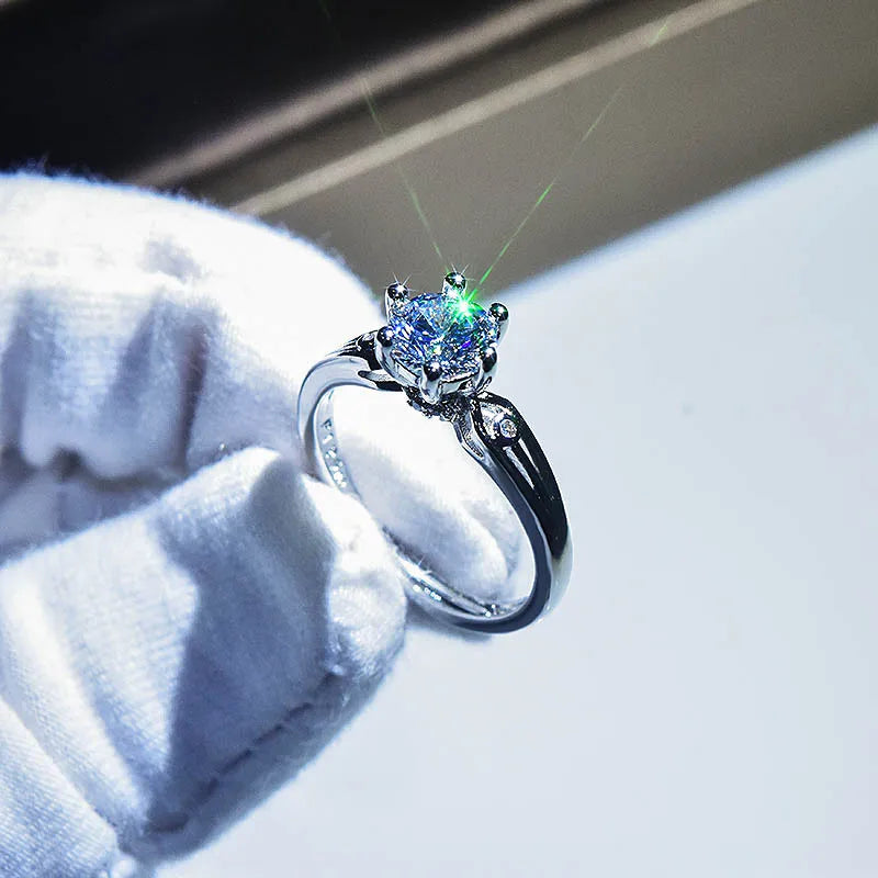 Brilliant Zircon Crystal Silver Adjustable Rings Collection