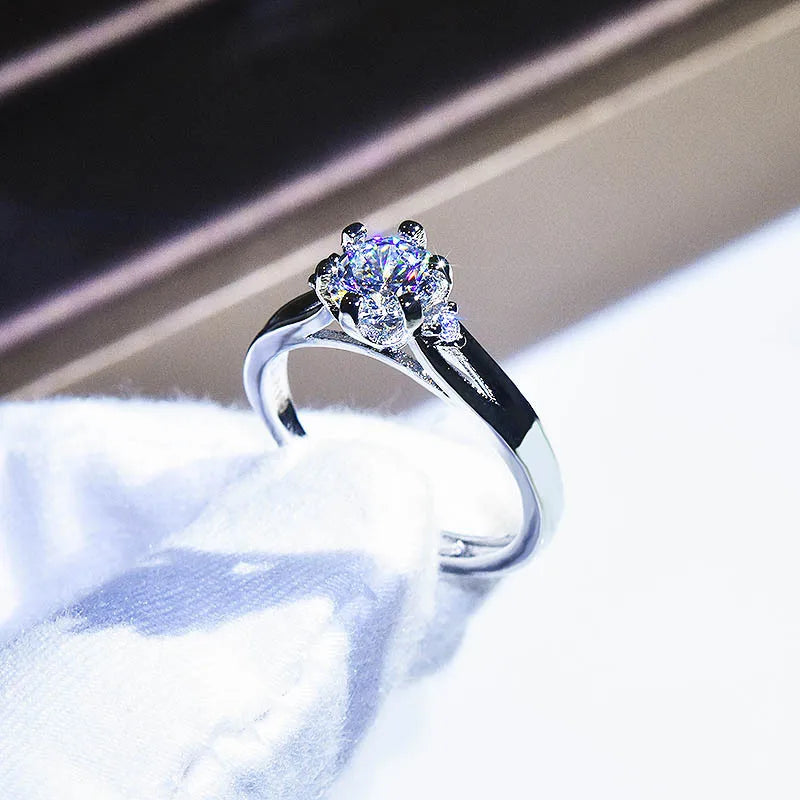 Brilliant Zircon Crystal Silver Adjustable Rings Collection