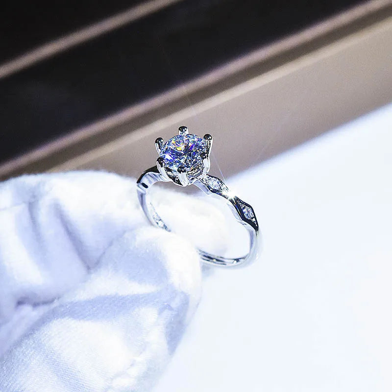 Brilliant Zircon Crystal Silver Adjustable Rings Collection