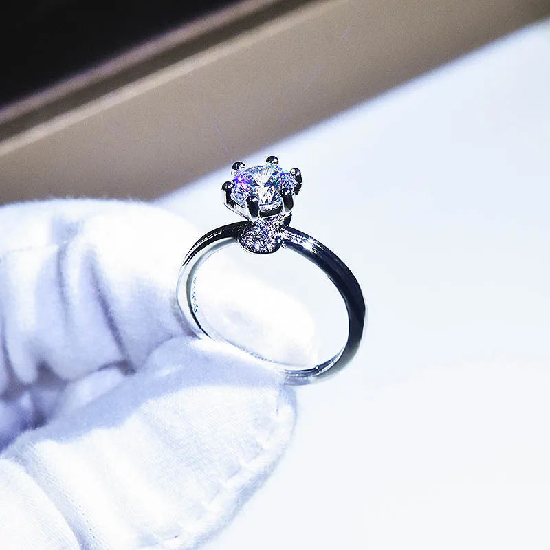 Brilliant Zircon Crystal Silver Adjustable Rings Collection