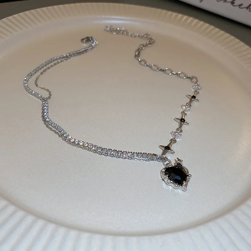 Diamond-Encrusted Love Star Necklace