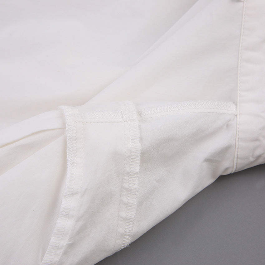 Women’s Elegant White Shirt – Solid Color Long Sleeve Button Down Blouse