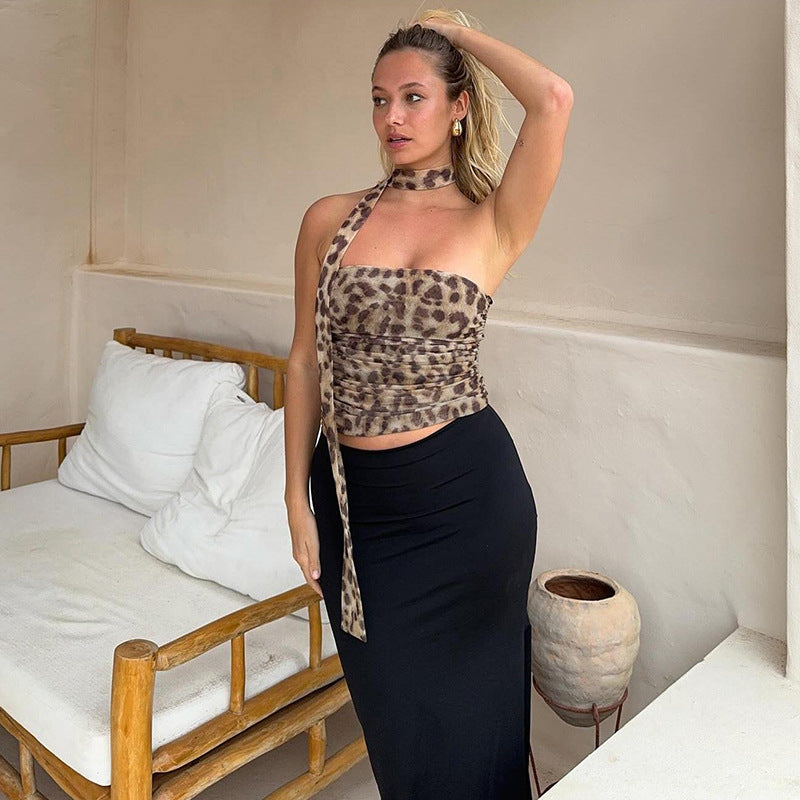 Women’s Sexy Leopard Print Tube Top – Streetwear Backless Sleeveless Halter Style