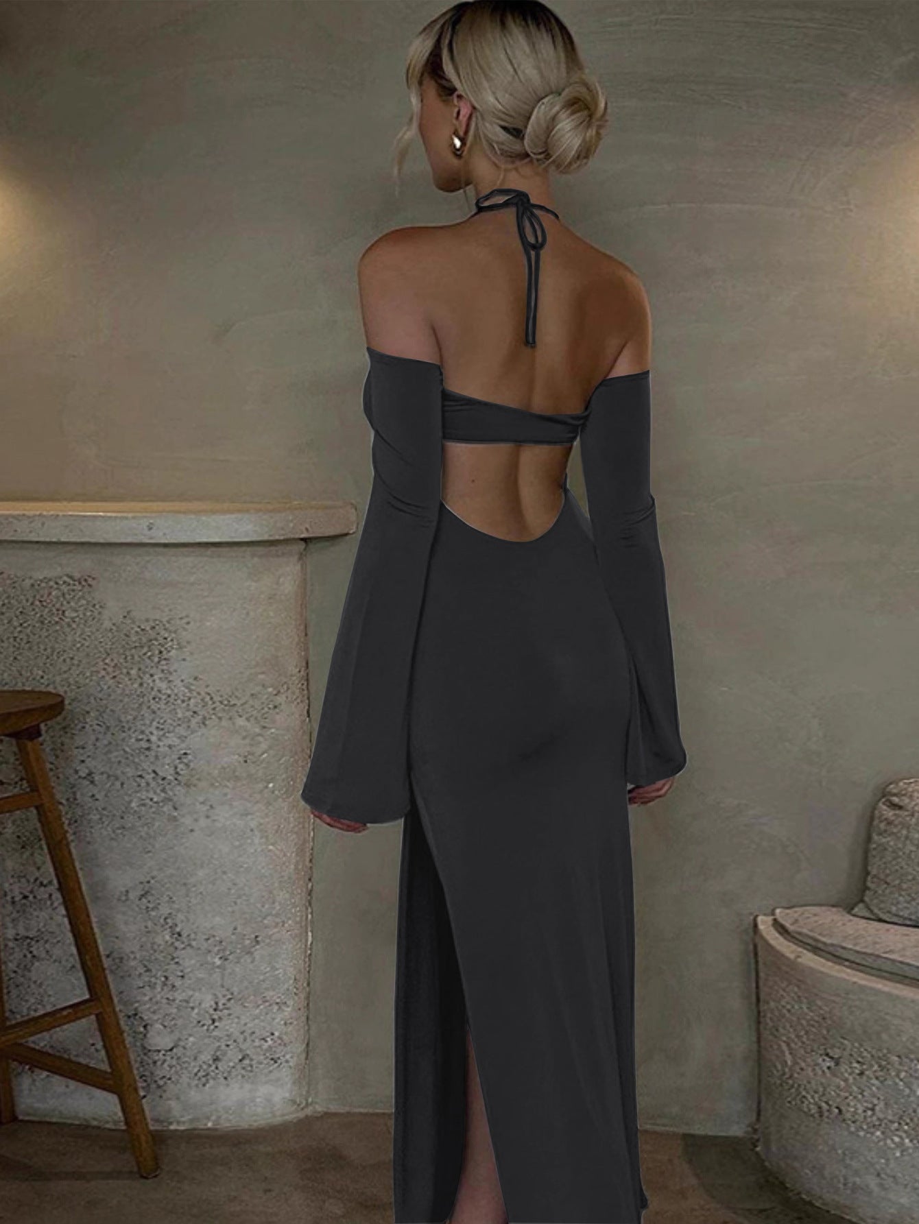 Long Sleeve Black Cocktail Dress