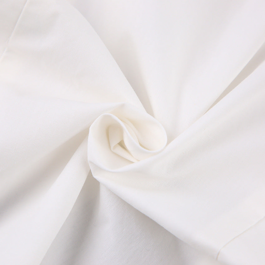 Women’s Elegant White Shirt – Solid Color Long Sleeve Button Down Blouse