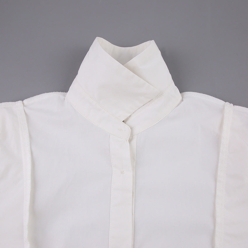 Women’s Elegant White Shirt – Solid Color Long Sleeve Button Down Blouse