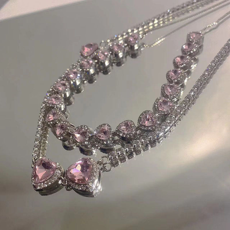 Glam Pink Heart Choker