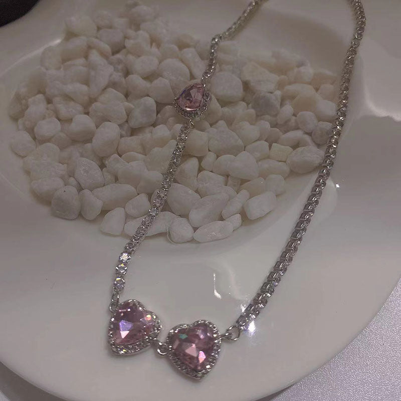 Glam Pink Heart Choker