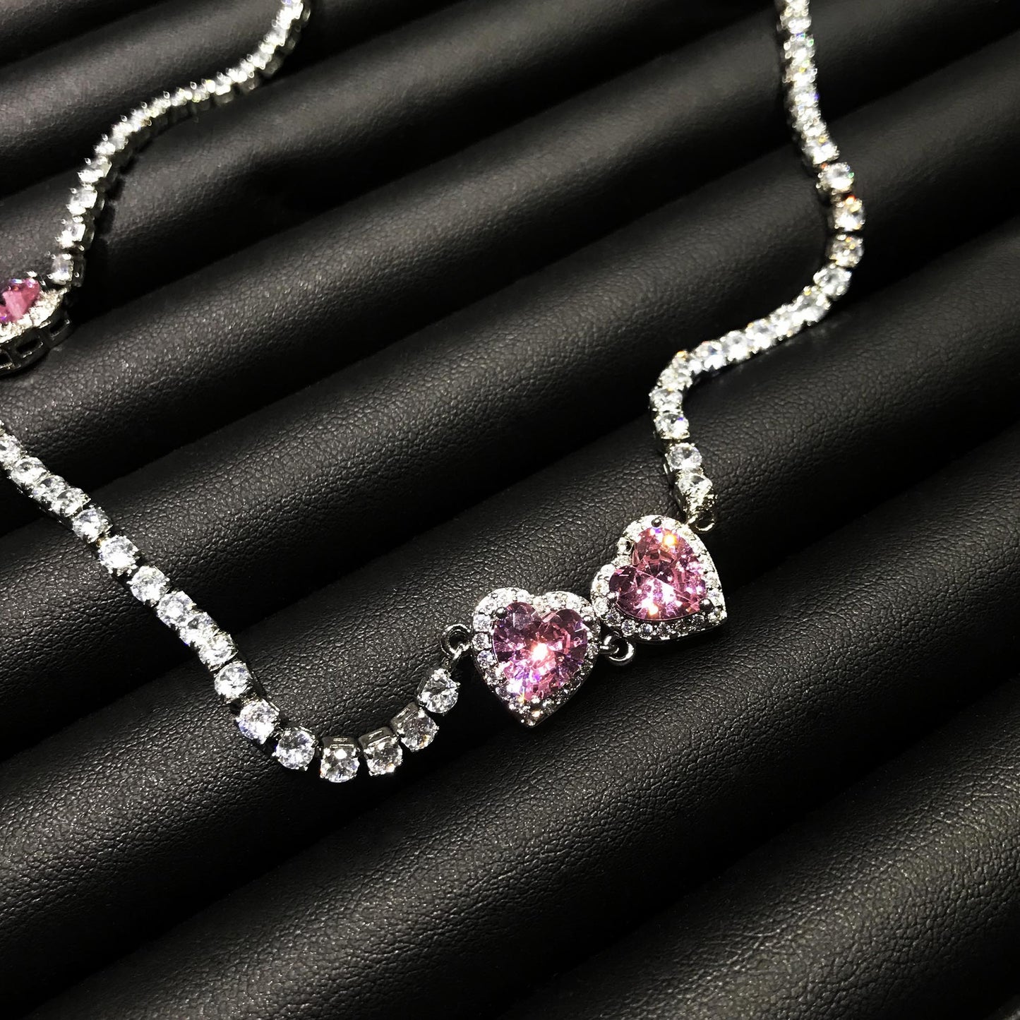 Glam Pink Heart Choker